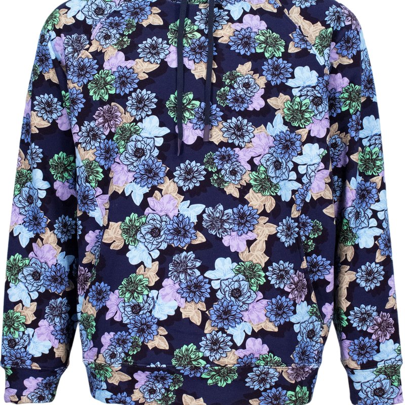 Shop Lords Of Harlech Hank Snap Floral Hoodie In Blue