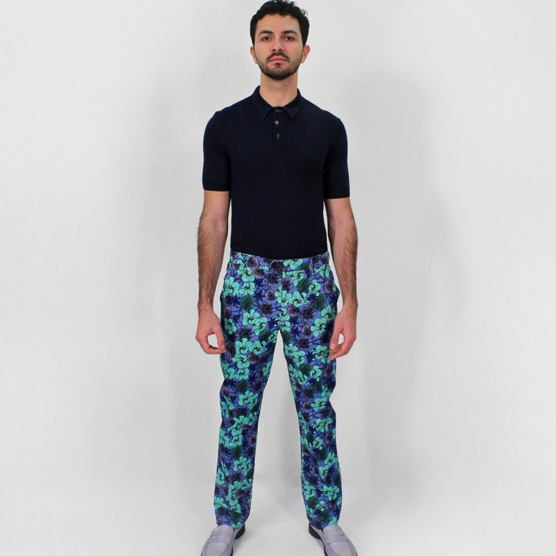 Shop Lords Of Harlech Jack Lux Hibiscus Garden Pants In Blue