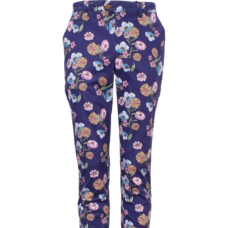 Lords Of Harlech Jack Lux Spaced Floral Pant In Blue/pink/purple