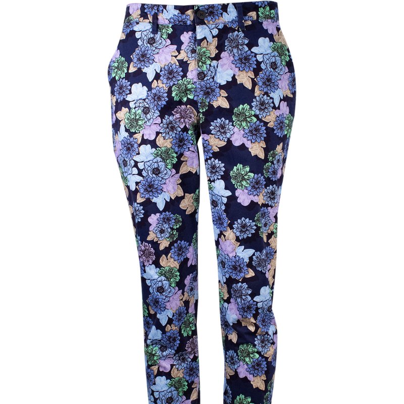 Shop Lords Of Harlech Jack Snap Floral Pant In Blue