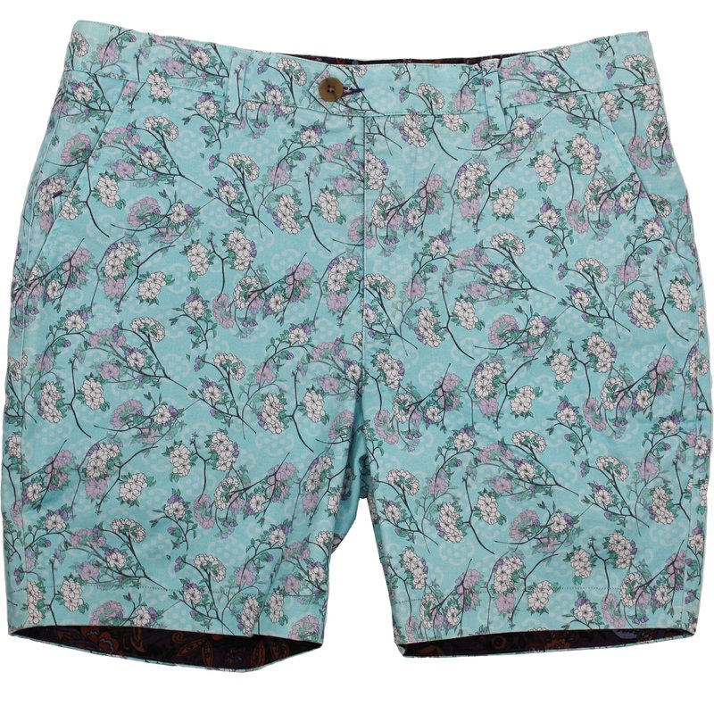 Lords Of Harlech John Blossom Canvas Shorts In Blue