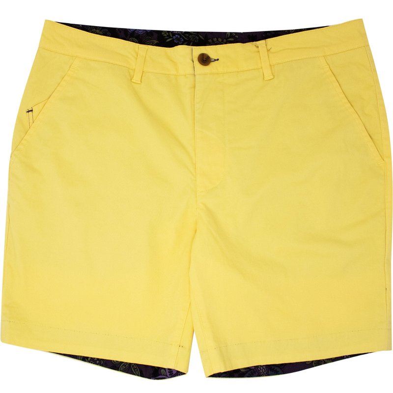 Shop Lords Of Harlech John Flat Front Short In Yellow