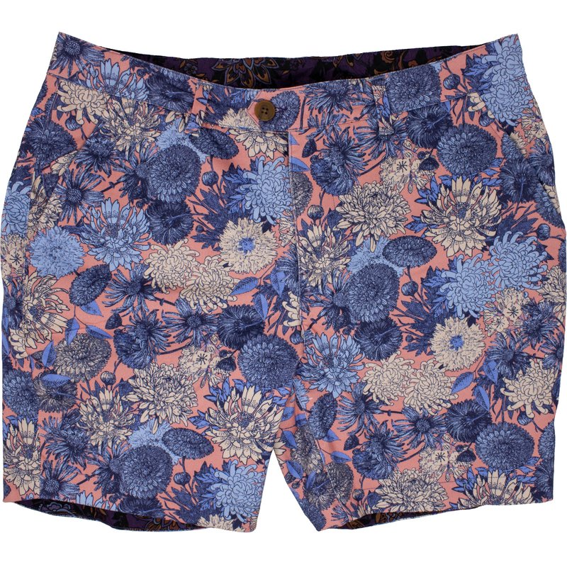 Lords Of Harlech John Lux Mums Floral Peach Shorts In Yellow/orange