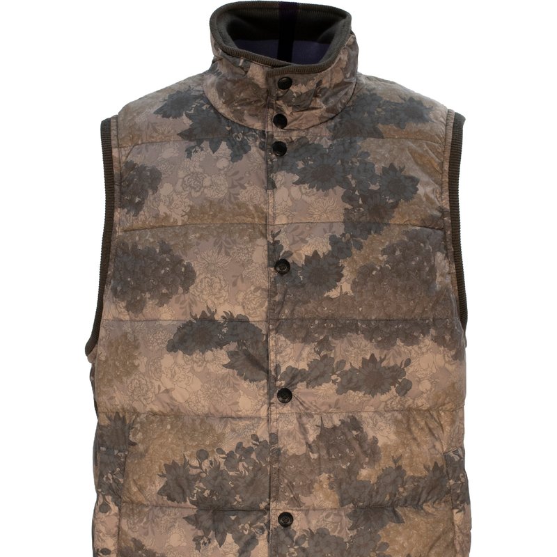 Lords Of Harlech Jork Garden Camo Khaki Hybrid Vest In Brown