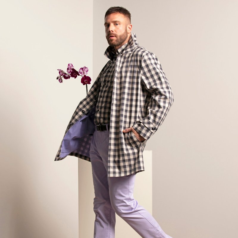 Lords Of Harlech Marc Gingham Jacket Black Cream In White