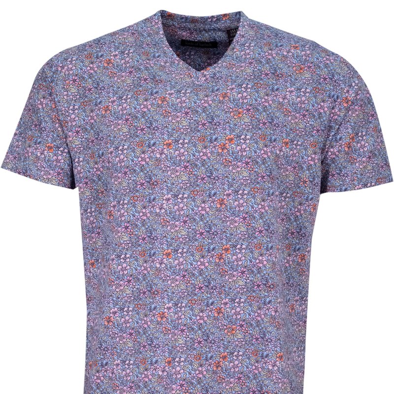 Shop Lords Of Harlech Maze Flower Field V Neck Tee In Pink