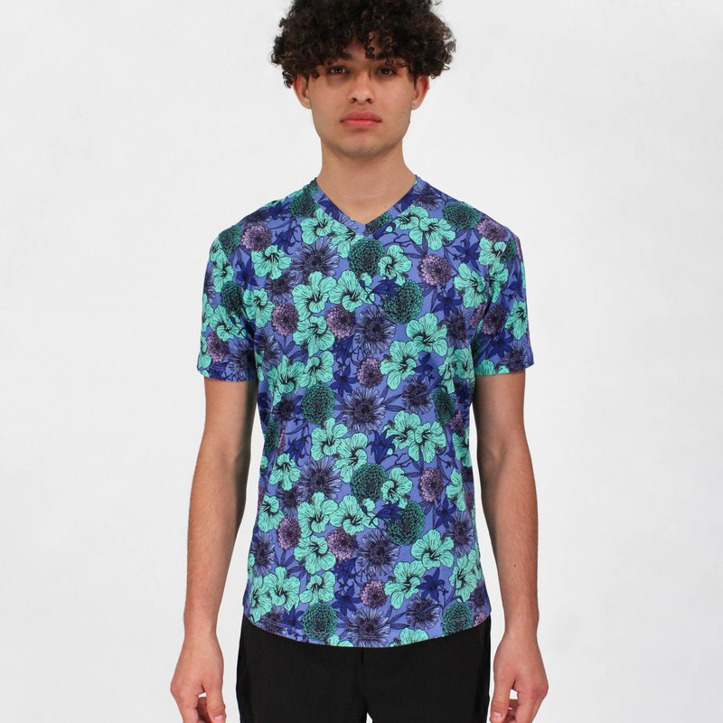 Lords Of Harlech Maze Hibiscus Garden Shirt In Blue In Multi