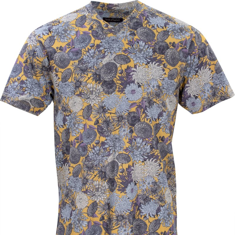 Lords Of Harlech Maze Mums Floral Yellow V-neck Tee