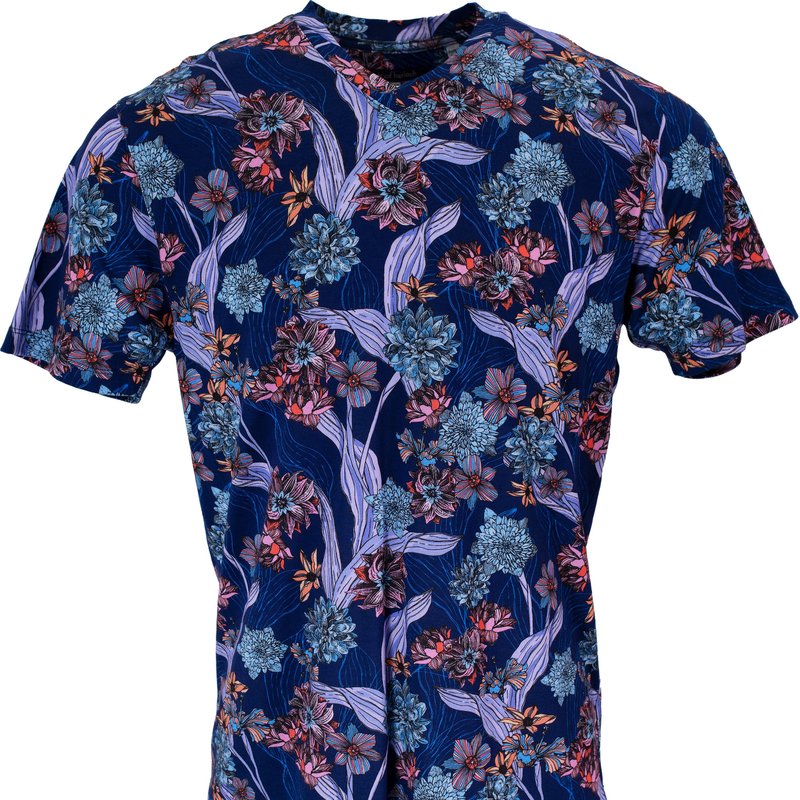 Lords Of Harlech Maze Ocean Floral Shirt In Blue