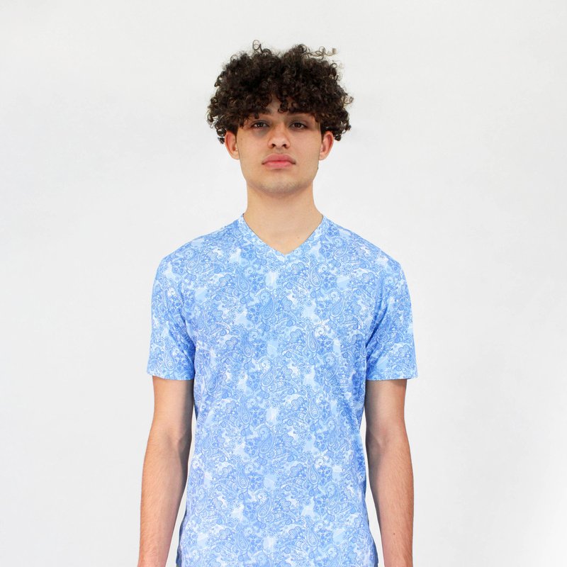 Lords Of Harlech Maze Paisley Wave Shirt In Blue