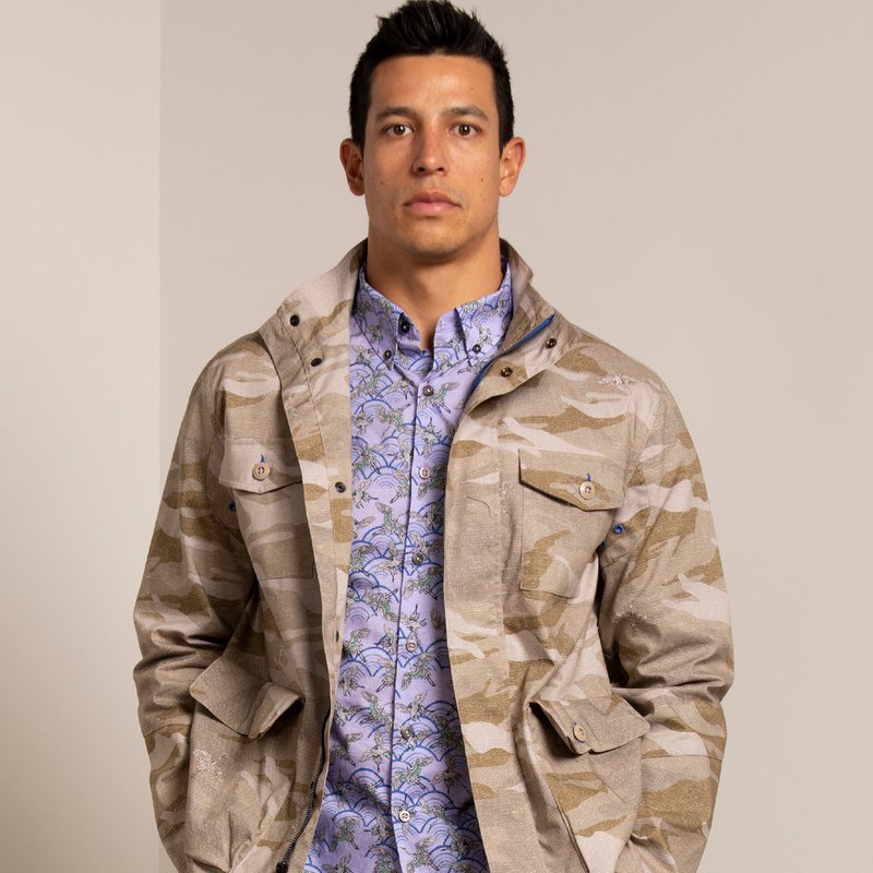 Lords Of Harlech Mission Crane Jacket Camo Tan In Brown