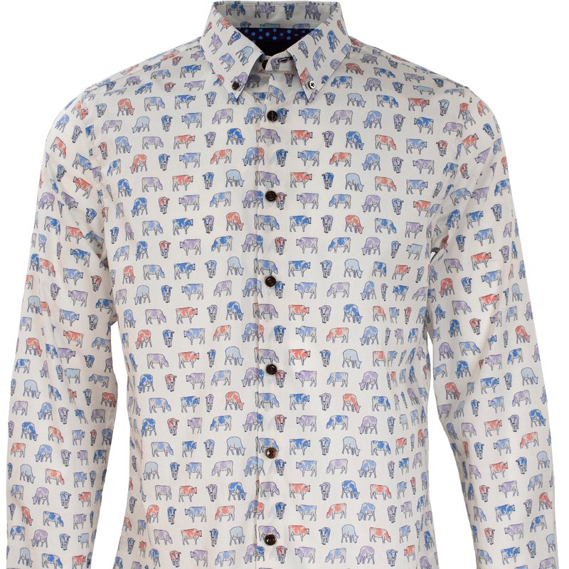 Lords Of Harlech Mitchell Moo Ivory Shirt In White