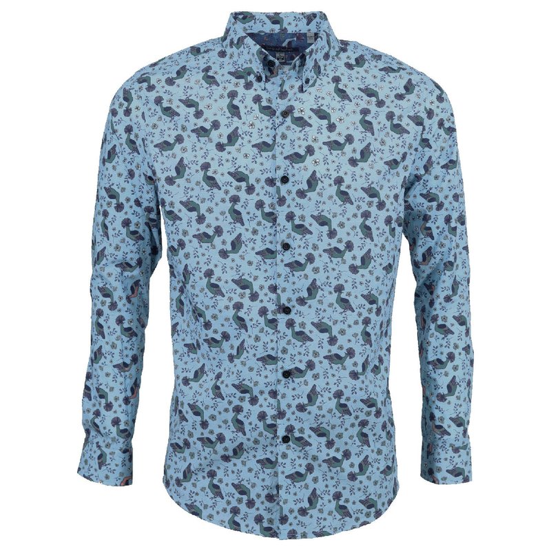 Lords Of Harlech Morris Canvas Birdie Ice Shirt In Blue