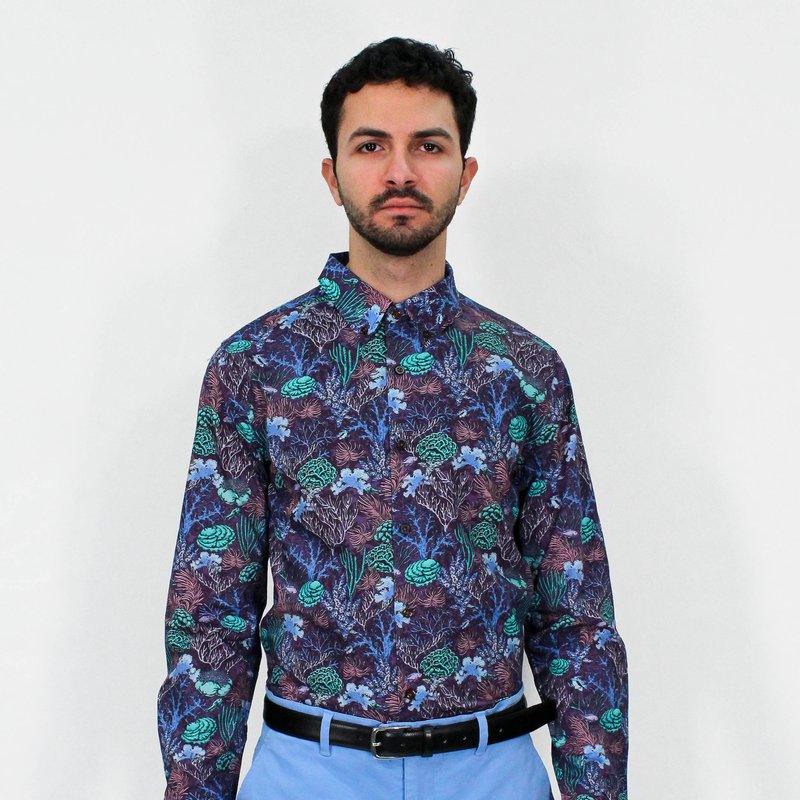 Lords Of Harlech Morris Coral Garden Shirt In Purple In Multi