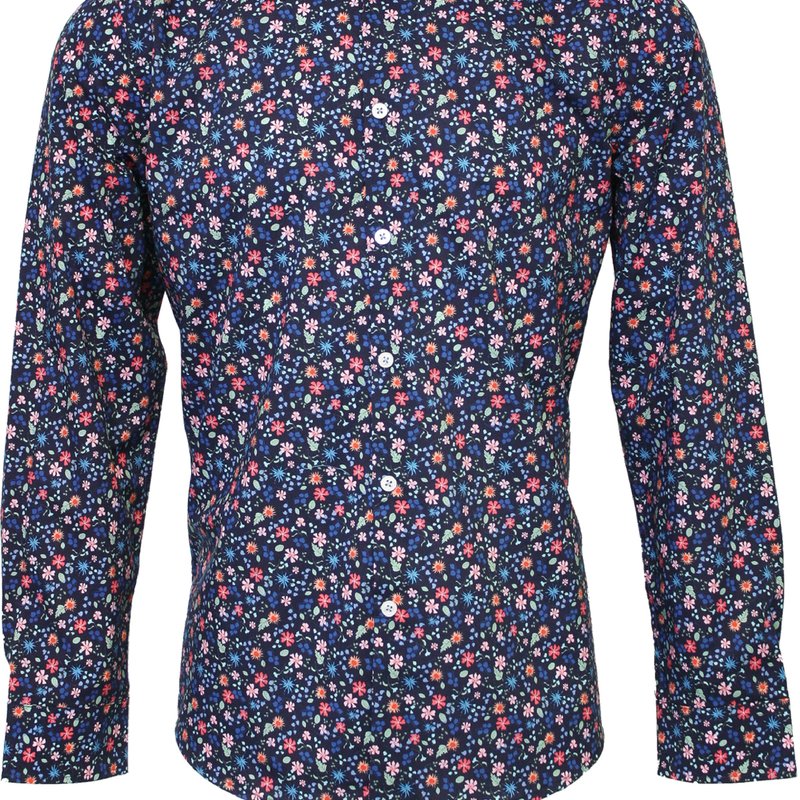 Lords Of Harlech Morris Dainty Navy Shirt In Blue