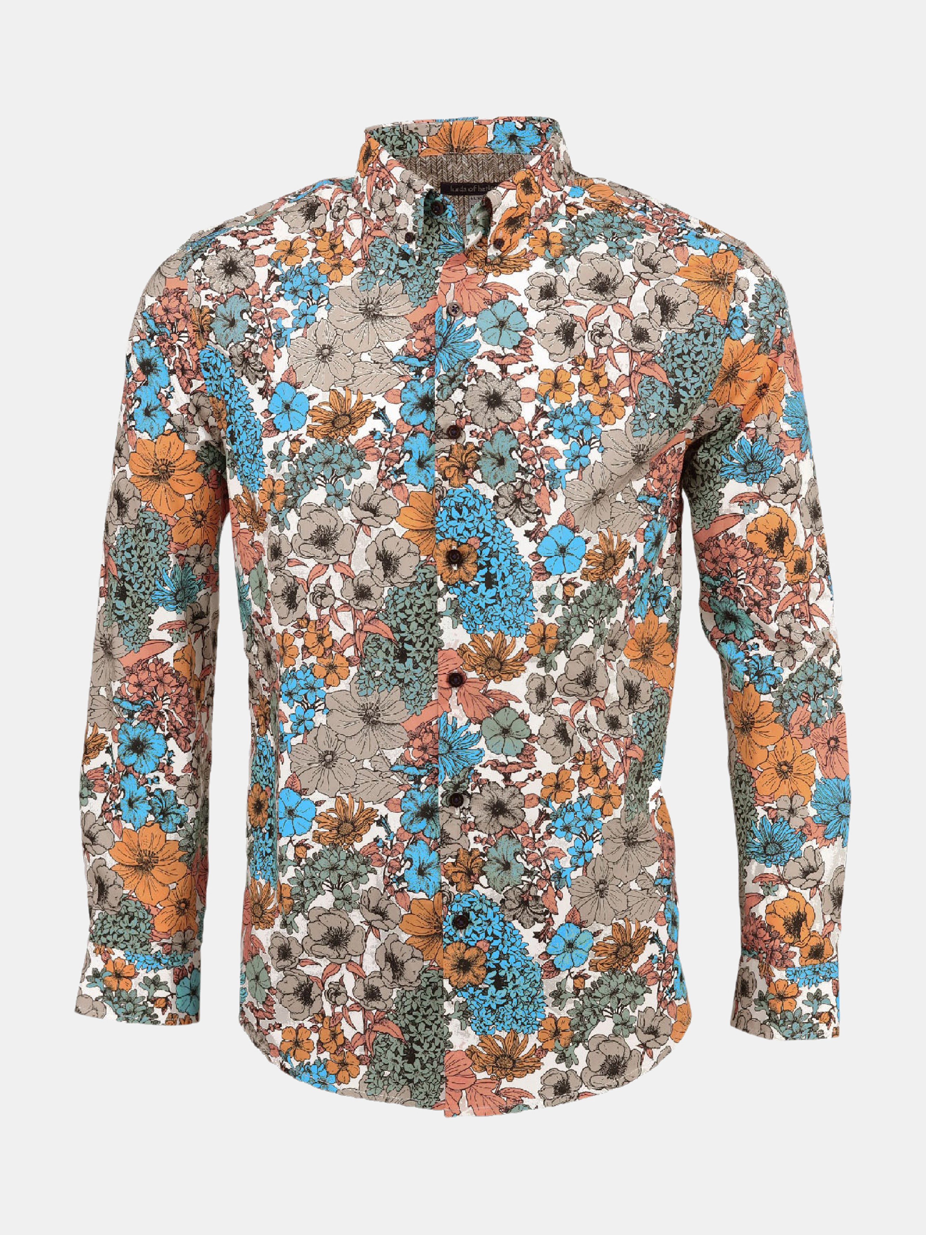 Lords Of Harlech Morris Linear Floral Wow Shirt In Blue
