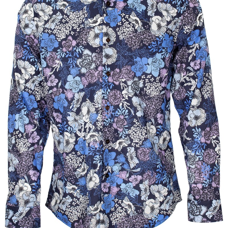 Lords Of Harlech Morris Mob Floral Navy Shirt In Blue