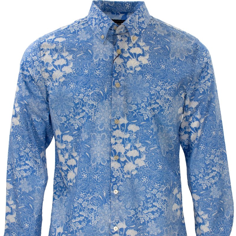 Lords Of Harlech Morris Paisley Floral Blue Shirt