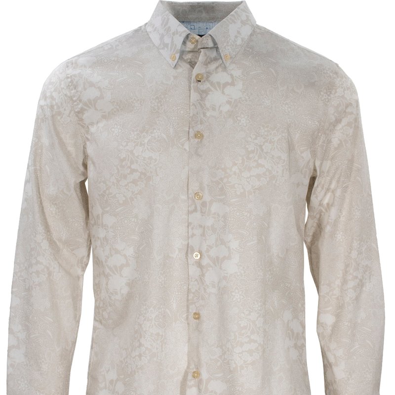 Lords Of Harlech Morris Paisley Floral Pumice Shirt In Grey