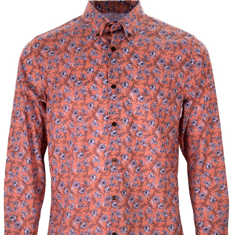 Lords Of Harlech Morris Sussex Floral Shirt Cinnamon In Brown