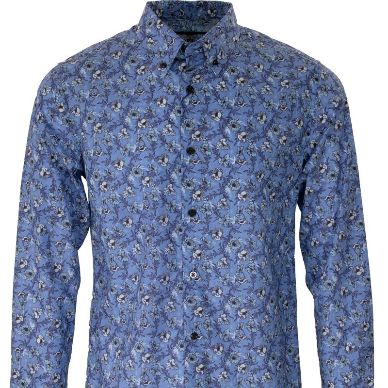 Lords Of Harlech Morris Sussex Floral Shirt Nordic In Blue