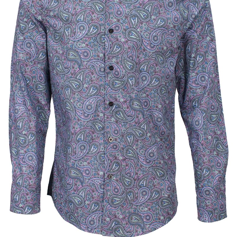 Lords Of Harlech Morris Trippy Paisley Shirt In Pink/purple