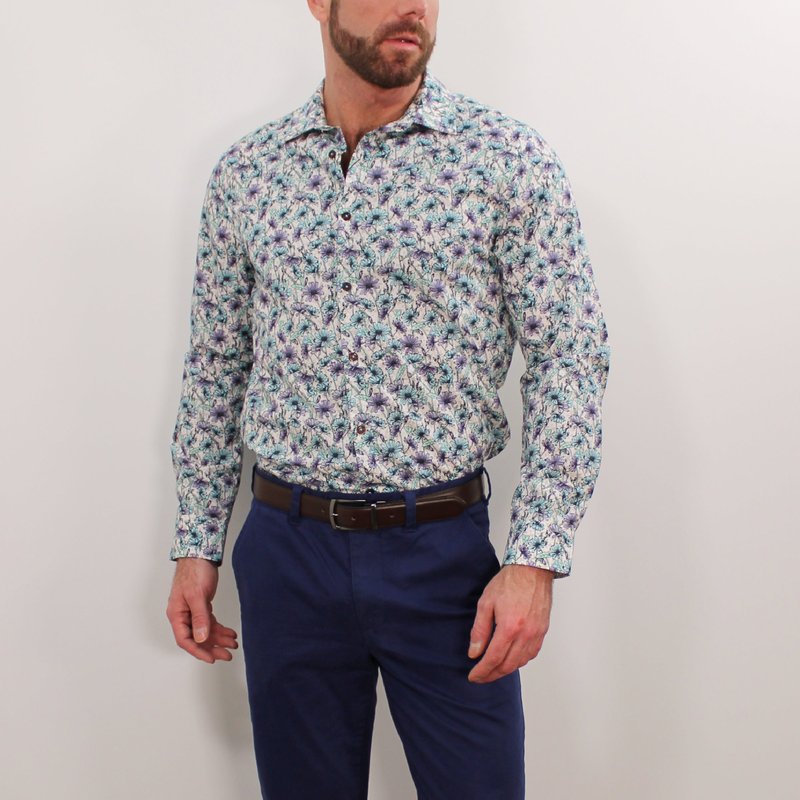 Lords Of Harlech Nigel Floral Stems Shirt White