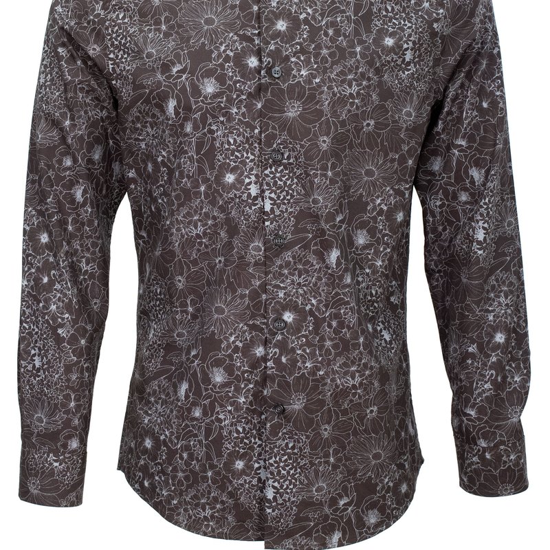 Lords Of Harlech Nigel Outline Floral Shirt In Brown