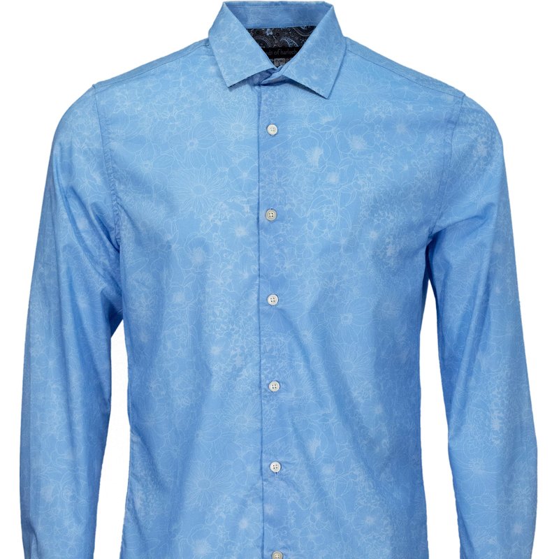Lords Of Harlech Nigel Outline Floral Shirt In Blue