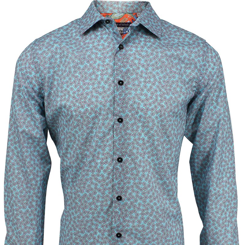 Lords Of Harlech Nigel Poppies Lilac Shirt In Blue