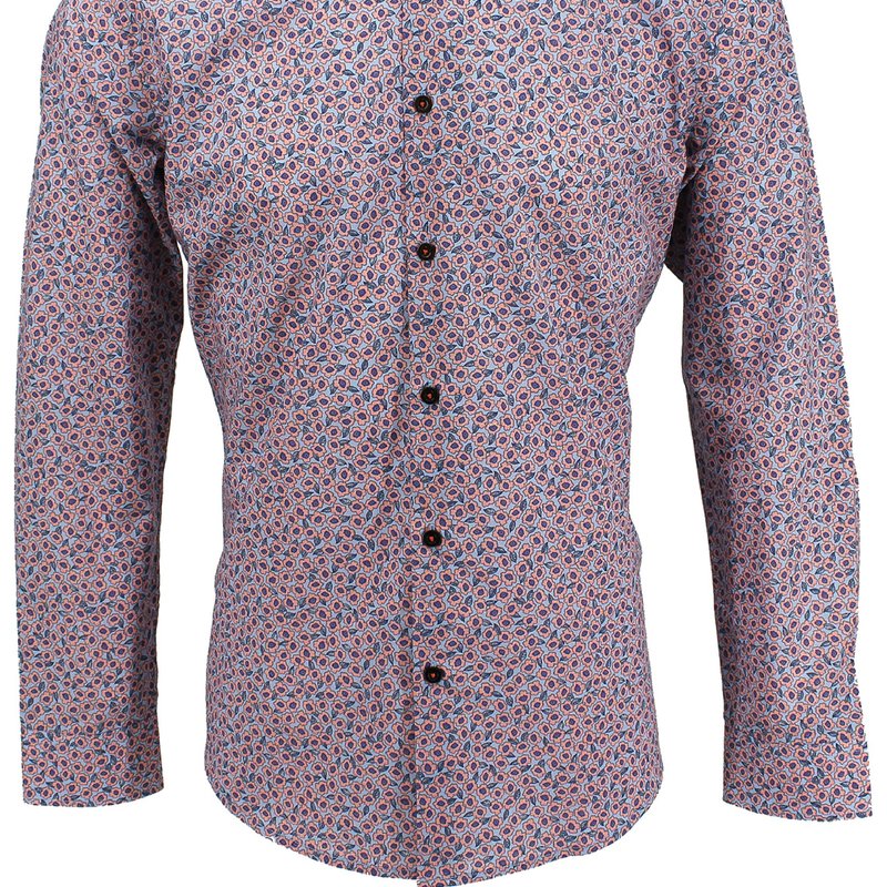 Lords Of Harlech Nigel Poppies Peach Shirt In Pink