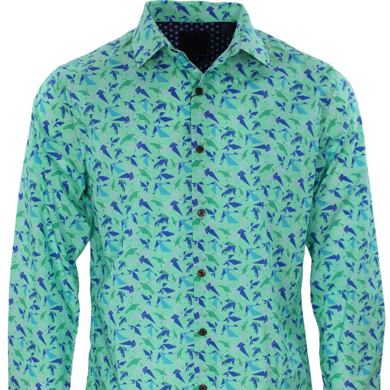 Lords Of Harlech Norman Origami Birds Shirt In Green