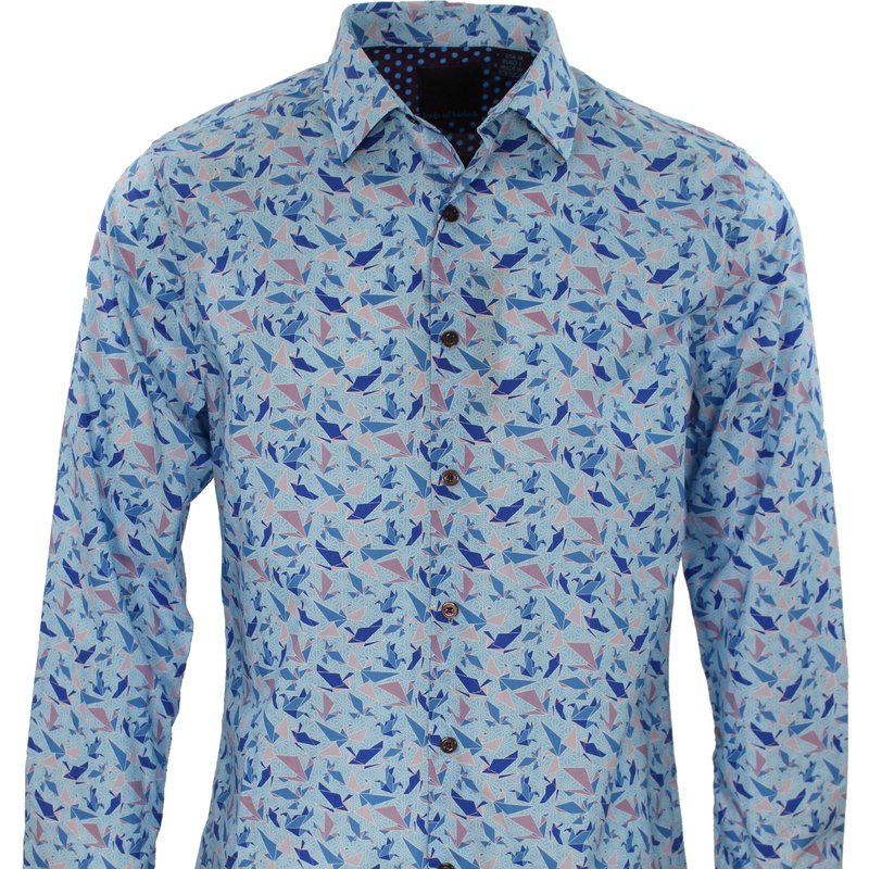 Lords Of Harlech Norman Origami Birds Shirt In Blue