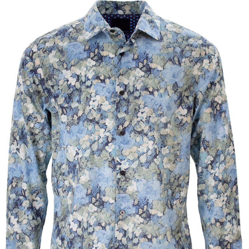 Lords Of Harlech Norman Painters Shirt Floral Blue
