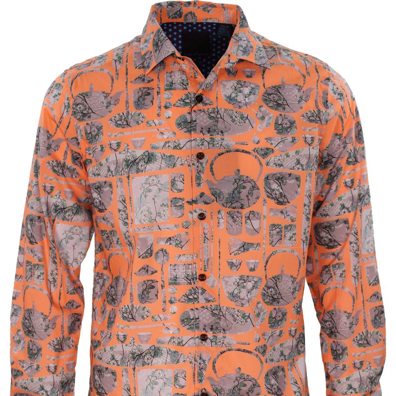 Lords Of Harlech Norman Tea Ceremony Shirt Peach In Orange