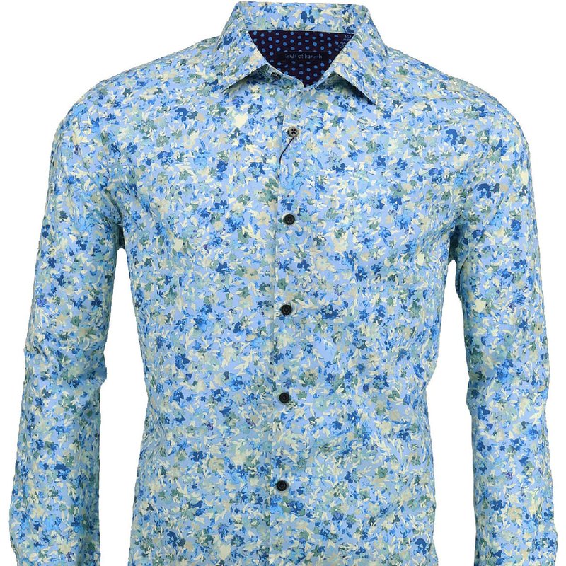 Lords Of Harlech Norman Wispy Floral Sky Shirt In Blue