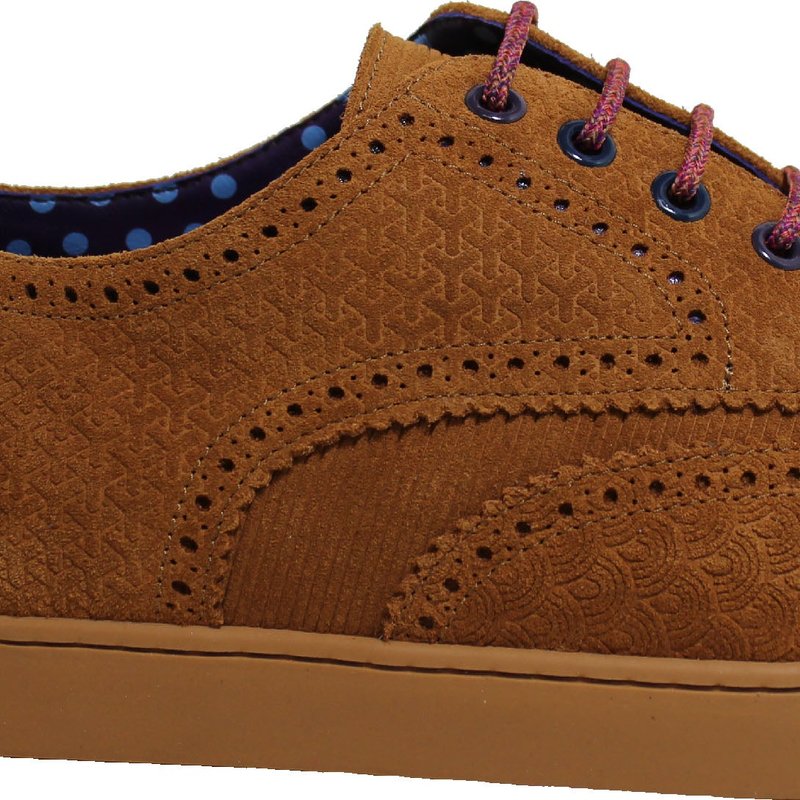 Lords Of Harlech Peacock Brogue Sneaker In Sand In Brown
