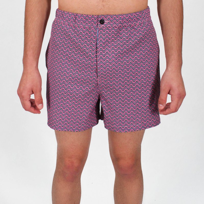 Lords Of Harlech Quack Large Turtle Swim Trunk In Pink