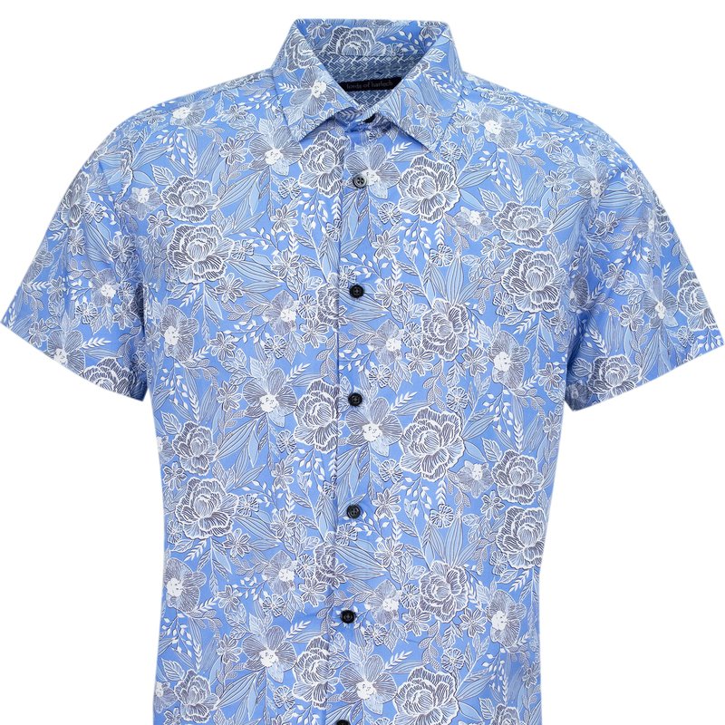 Shop Lords Of Harlech Scott Handcut Floral Shirt In Blue