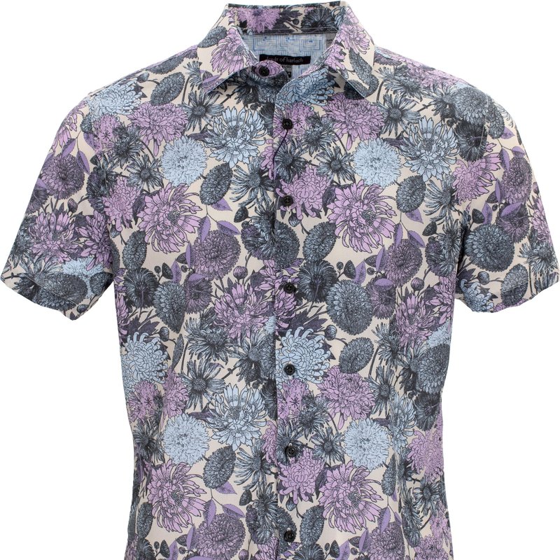 Lords Of Harlech Scott Mums Floral Lavender Shirt In White