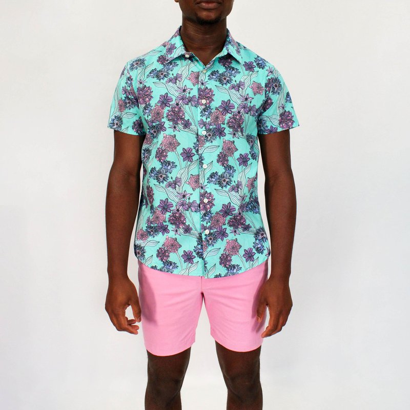 Lords Of Harlech Scott Ocean Floral Shirt In Lagoon In Green