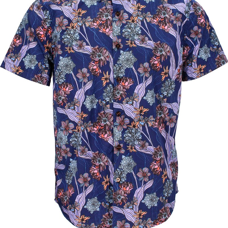 Lords Of Harlech Scott Ocean Floral Shirt In Navy In Blue