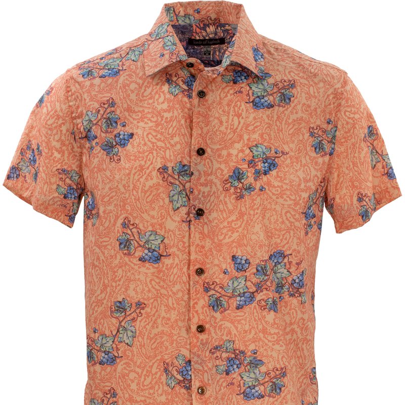 Lords Of Harlech Scott Paisley Vines Peach Shirt In Brown