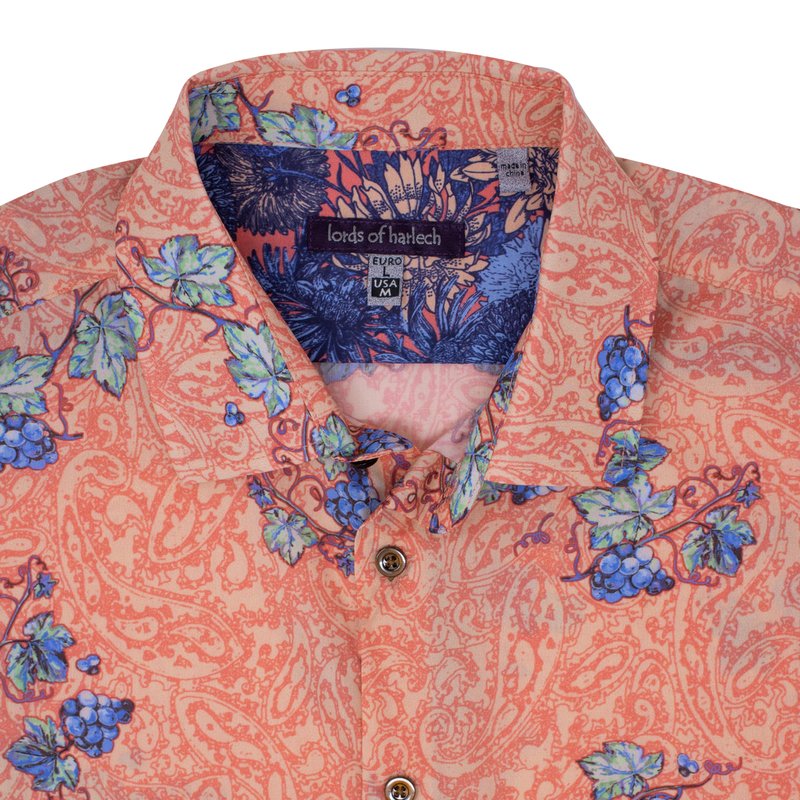 Shop Lords Of Harlech Scott Paisley Vines Peach Shirt In Brown