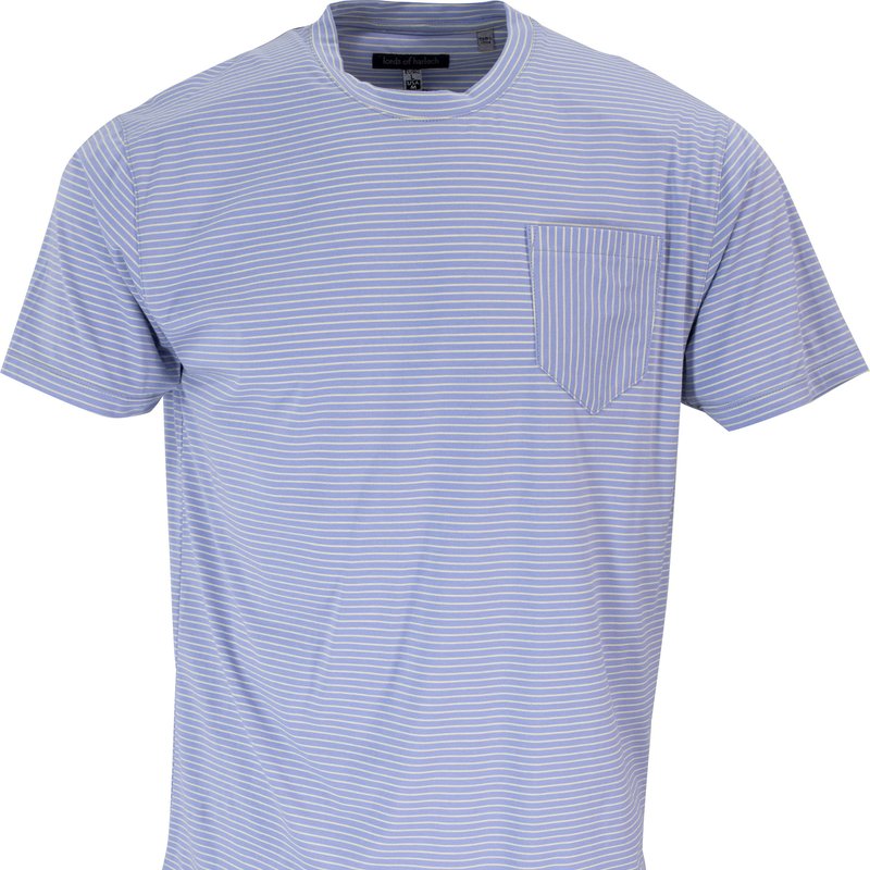 Shop Lords Of Harlech Tate Lavender & Yellow Stripe Crew Neck Tee