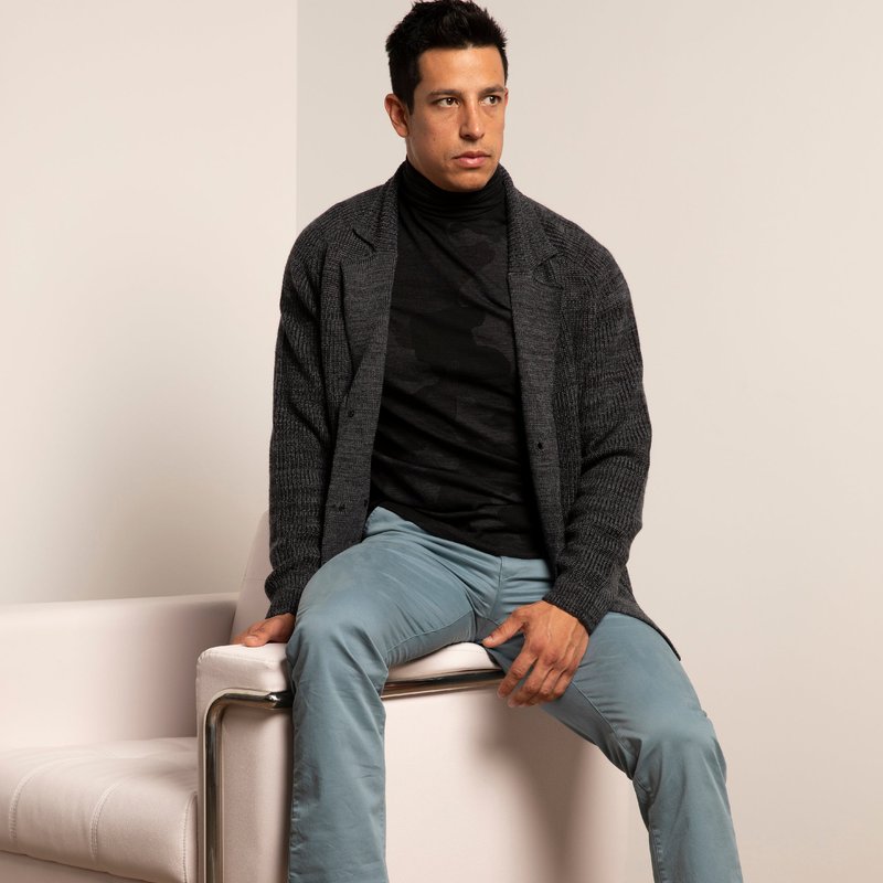Lords Of Harlech Todd Turtleneck Woolcamo Charcoal In Grey