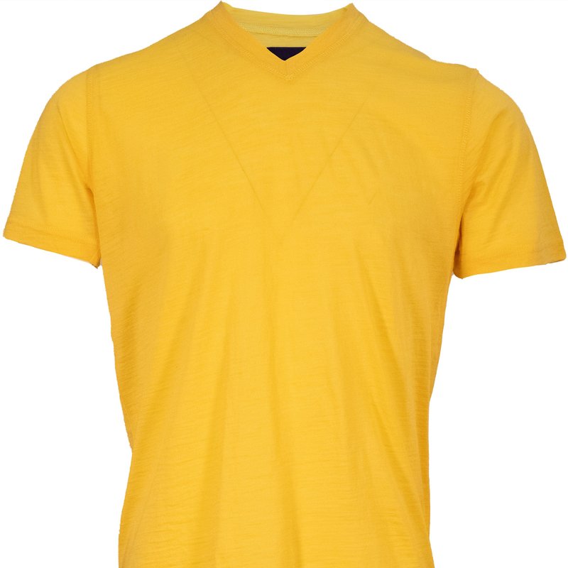 Shop Lords Of Harlech Victor Merino V Neck Tee In Yellow