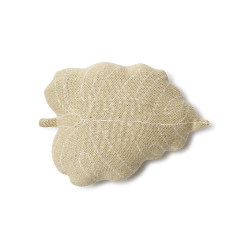 Lorena Canals Baby Leaf Cushion, Olive In White