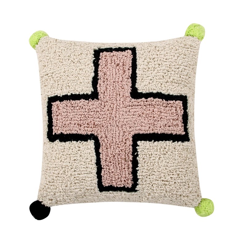 Lorena Canals Cross Washable Pillow, Pink/natural In White