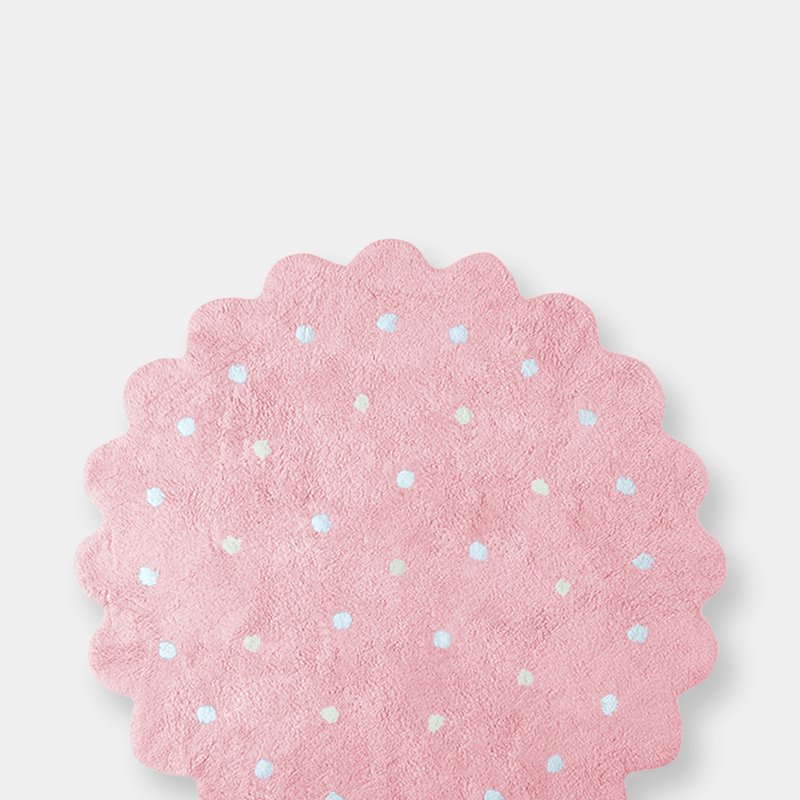 Lorena Canals Little Biscuit Washable Round Rug, Blue In Pink